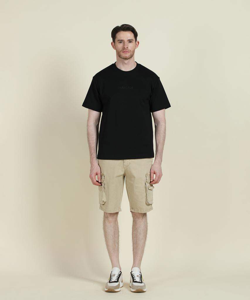 PANICALE Beige Washed Cotton Blend Cargo Shorts