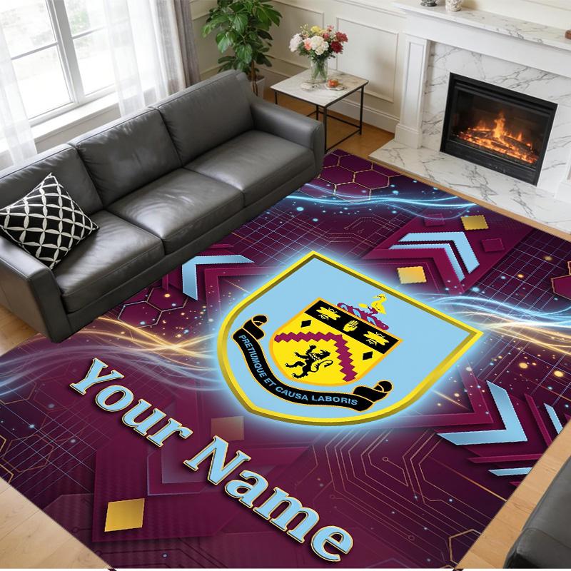 Crystal Velvet Rug Custom Name Text, Soft Non Slip Floor Mat Home DecorBurnley Football