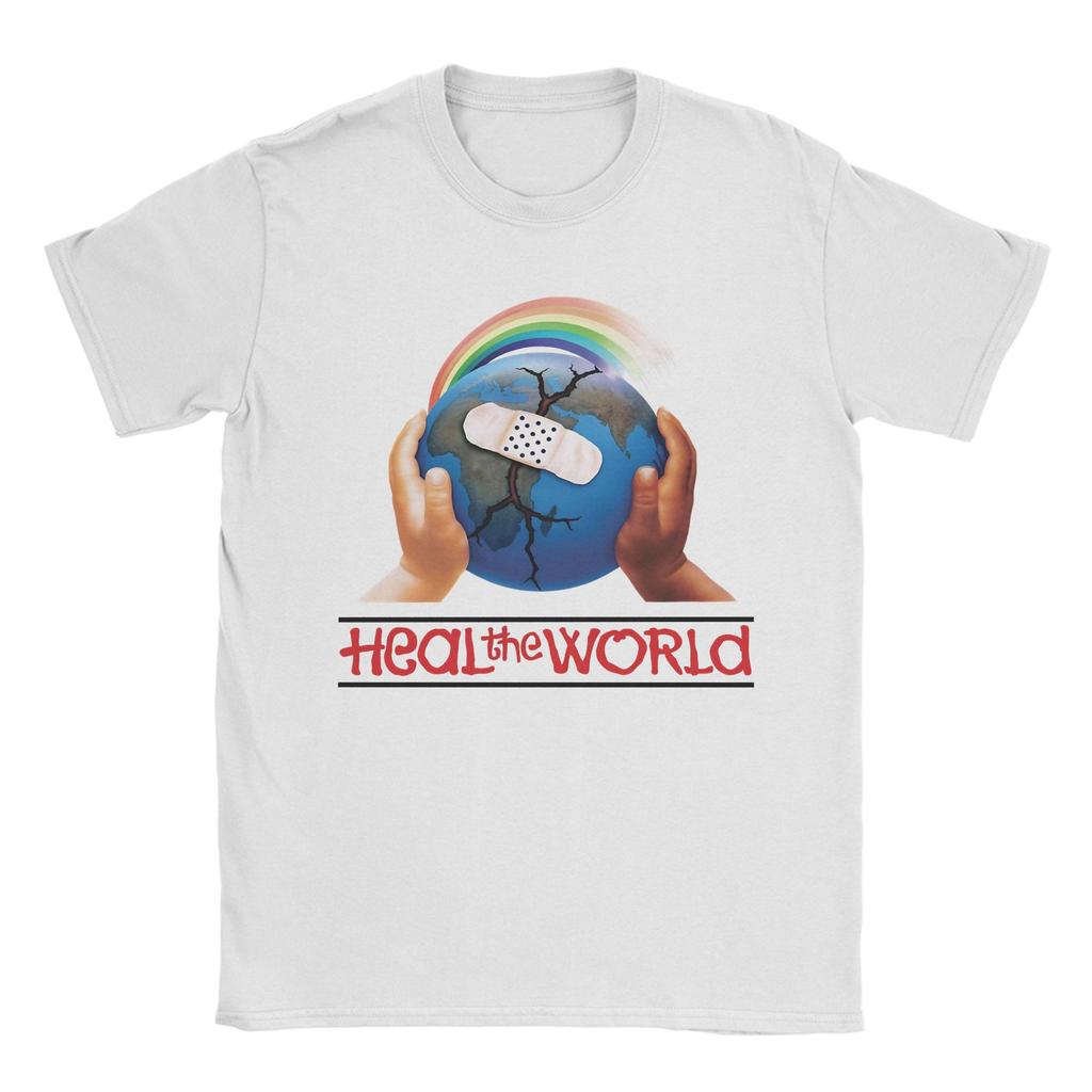 Unisex Unisexs Heal The World T Shirts Mj 100 Cotton Clothes Novelty Short Sleeve Crewneck Tees Big Size Tshirts
