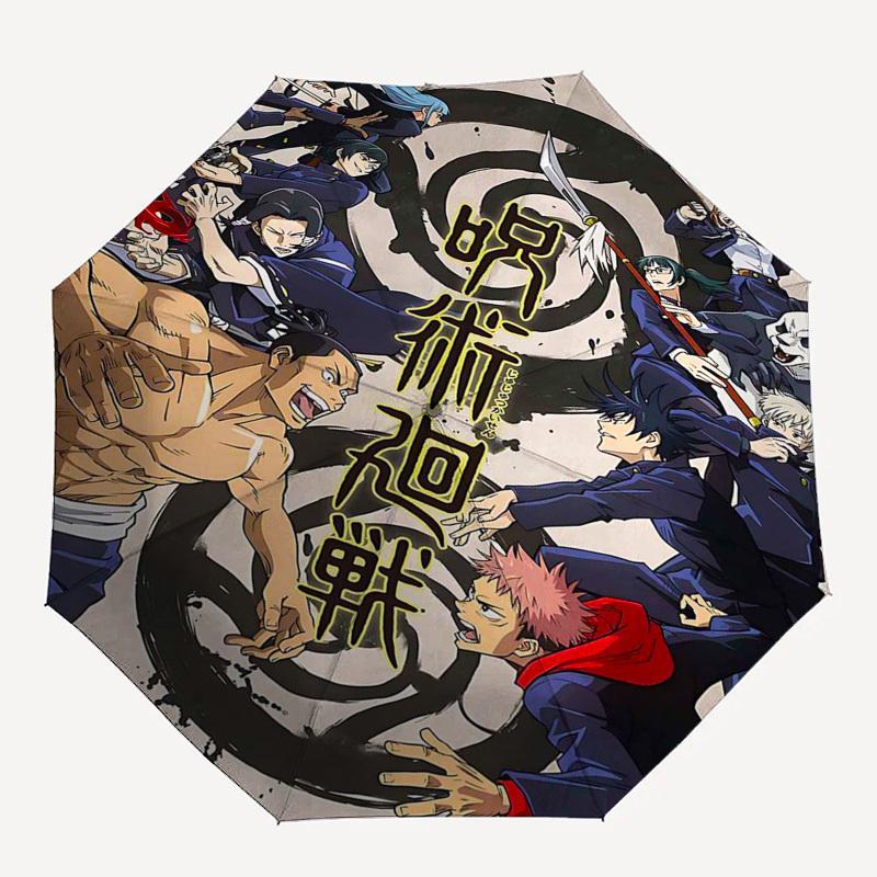 1 шт. Уличный зонт Jujutsu Kaisen - Автоматическое открытие/закрытие, Портативная 3-складная конструкция с 8-реберным железным каркасом - Идеальный подарок для фанатов, путешественников, на каждый день