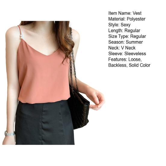 Женский жилет без рукавов с открытой спиной, однотонный, с V-образным вырезом, с низким вырезом, атласный, мягкий