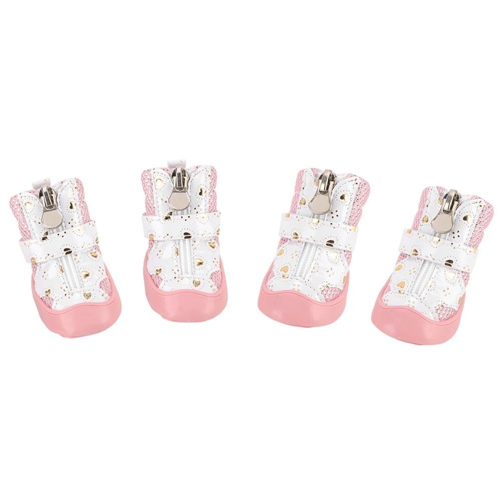 4Pcs Breathable Breathable Pet Boots Golden Mesh Puppy Paw Shoes Mesh Dog Shoes Indoor Activities