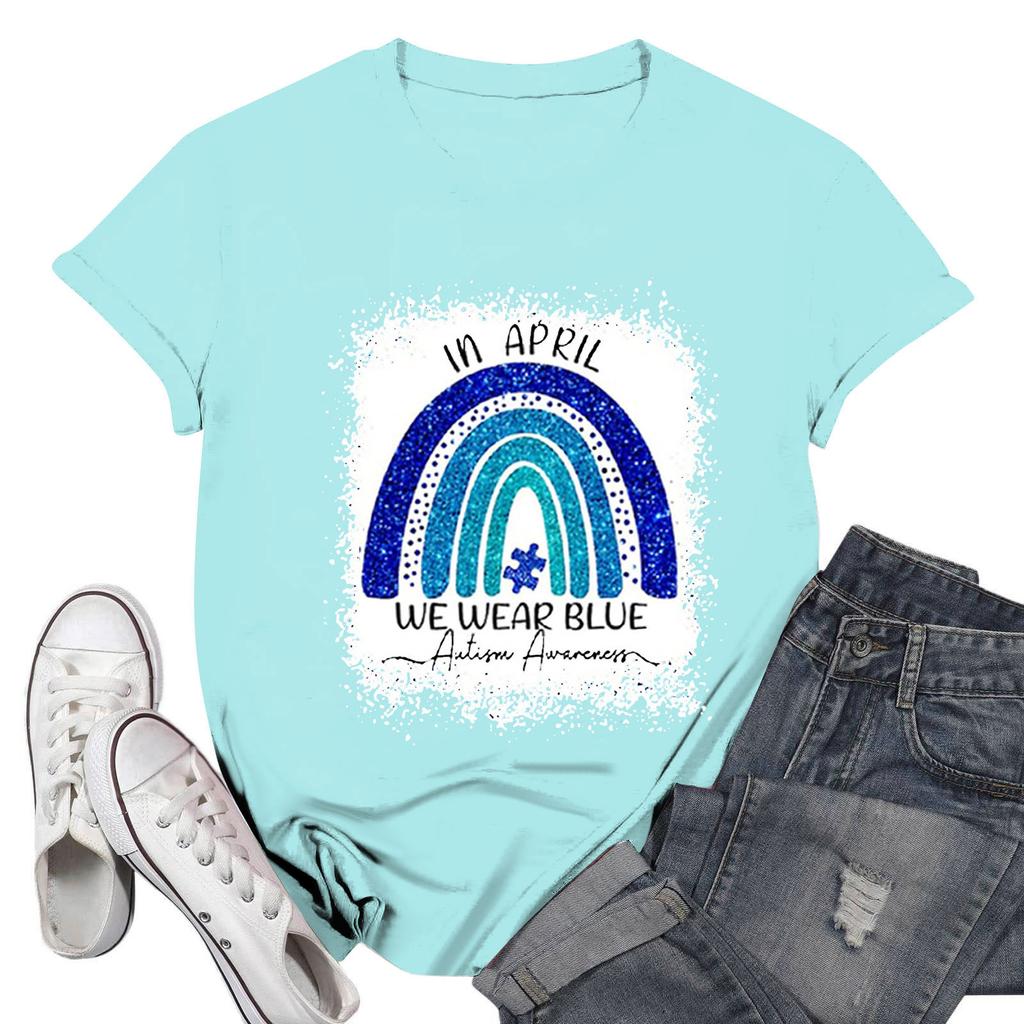 Женская повседневная футболка с принтом, пуловер с круглым вырезом, топ с короткими рукавами