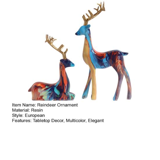 2 шт. смоляного украшения оленя, стоящего оленя и лежащего оленя, скульптура настольная фигурка оленя для