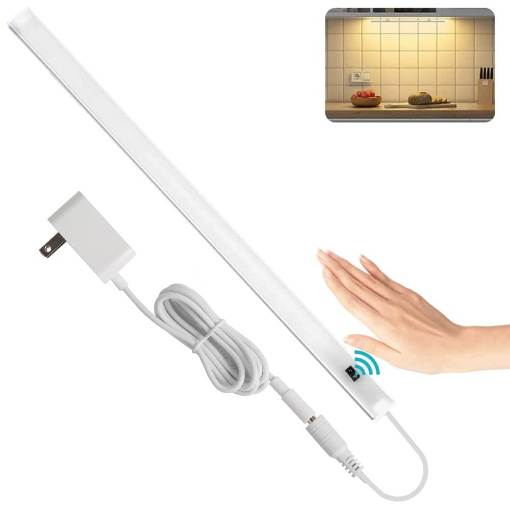 SOAIY LED Kitchen Light, 40cm Bar Light, Touchless Sensor Light with AC Adapter, Stepless Dimming, Handheld Light, Sink Light, Kitchen, Under-Shelf