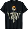 Rocker Skeleton Cap Skater Cool Halloween Punk Rock Men Boys T-Shirt