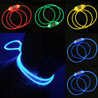 80 см ночной защитный ошейник для домашних животных яркий регулируемый светодиодный светящийся ожерелье для собак мигающий светящийся шейный ремень для ошейников для домашних животных
