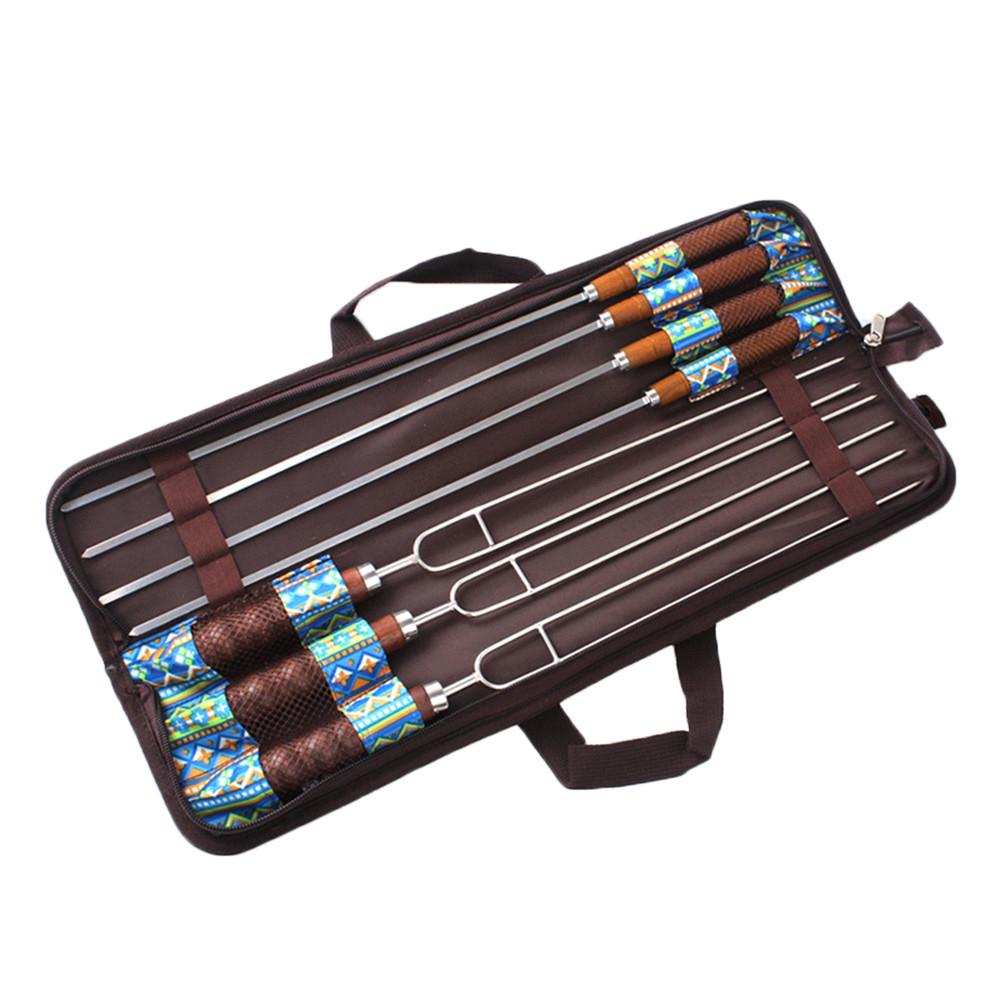 Шампуры для барбекю, 7 шампуров для барбекю, нержавеющая сталь, гриль для барбекю, палочка для кебаба, игольная посуда