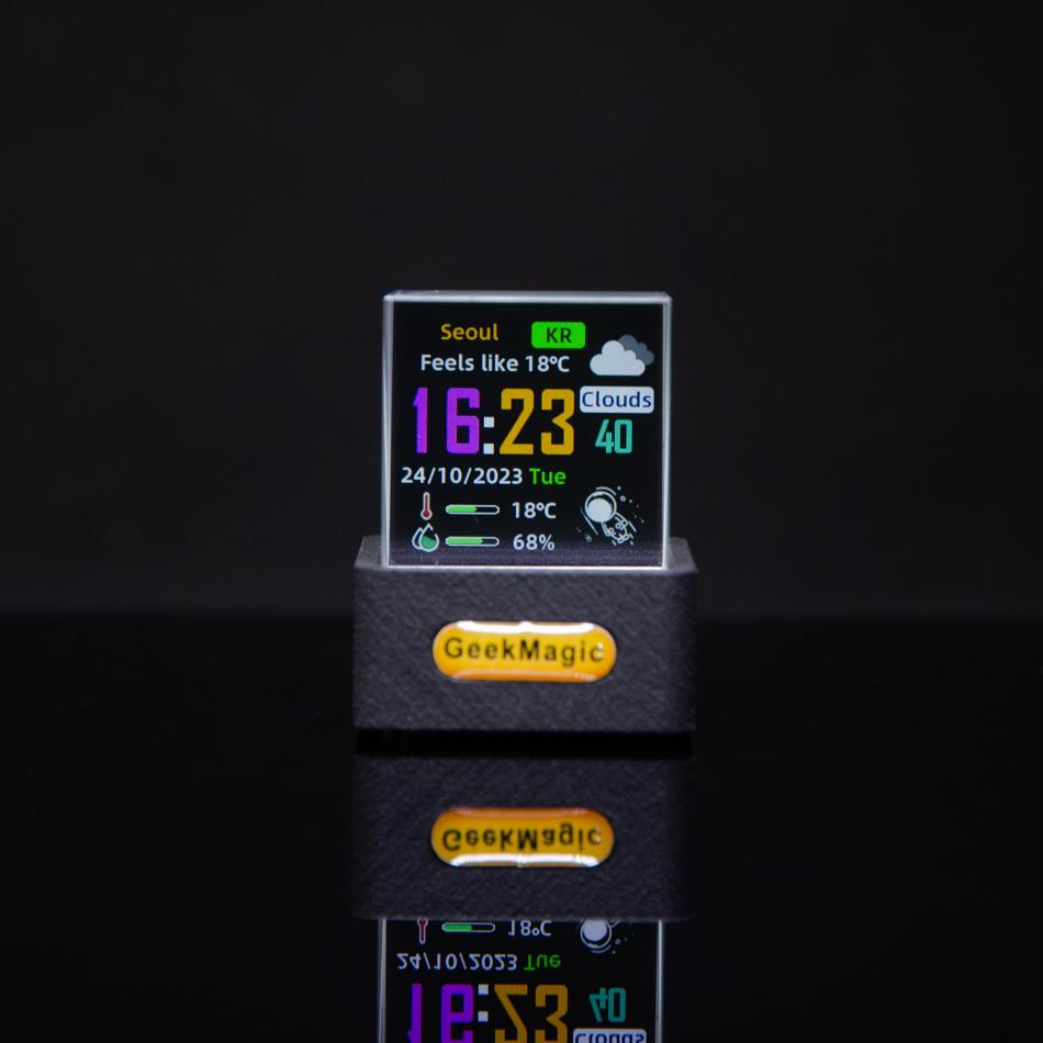 GeekMagic Mini Crystal Display Прогноз погоды Гаджет с WiFi Настольная Часовая Станция Прозрачный Маленький Телевизор Для Украшения Игры
