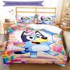 3Pcs Custom Name Bluey Bedding Set Duvet Cover Closure Includes 1Duvet Cover 2Pillowcases Soft And Comfortable For All Seasons