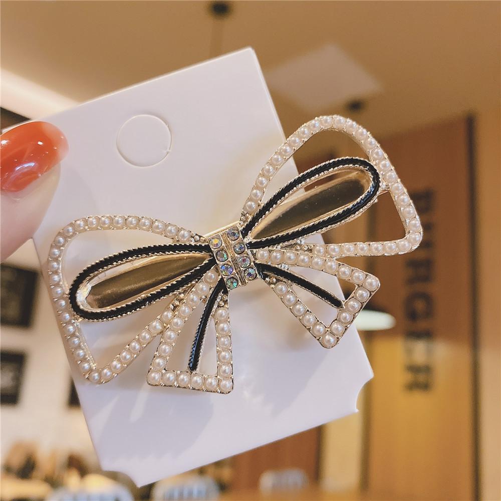 Заколка для волос с жемчужным бантом, боковой зажим, модная темпераментная шпилька для волос, металлический хвост, прическа, корейский головной убор, аксессуары для волос