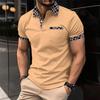 Men's Casual Polo Shirt with Chest Pocket Fashionable Color Matching Lapel Versatile T-shirt