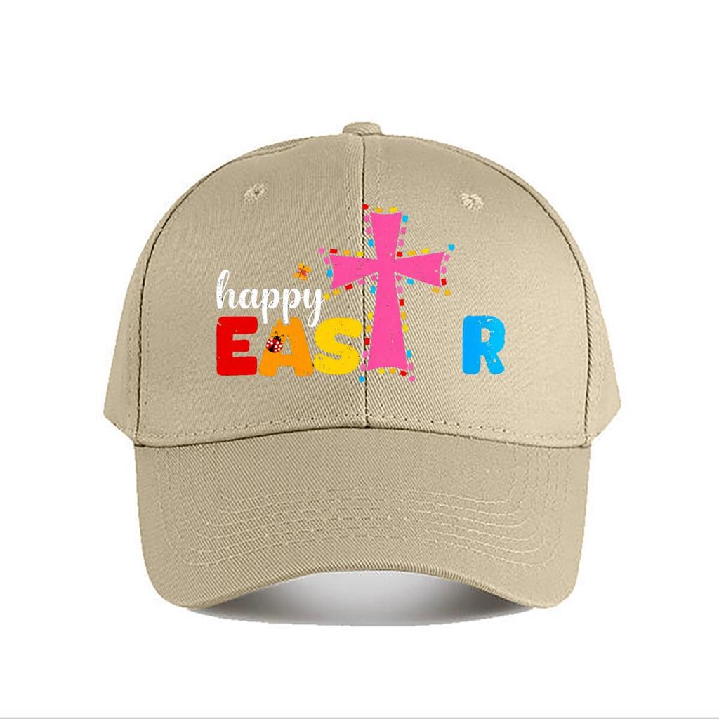 Happy Easter Colorful Cross Baseball Cap Fashion Unisex Sunhat Womens Outdoor Sports