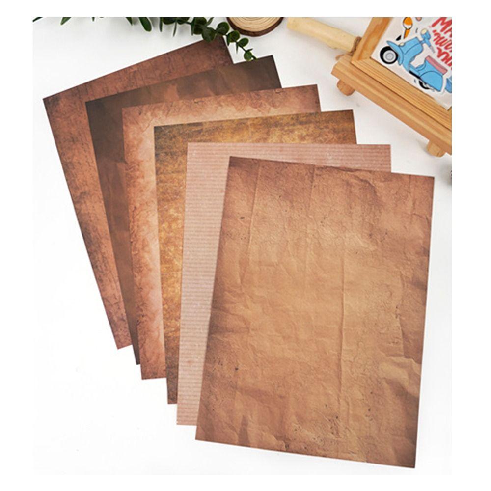 48PCS A4 Writing Paper Brown Decorative Material Paper Retro Letter Paper Scrapbook