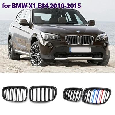 Глянцевая черная решетка переднего бампера для BMW X1 E84 2010-2015 Спортивная решетка Двойные ламели Линии решетки Ноздри