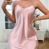 1 Piece of Elegant Women's Pajamas, Solid Color Sexy Silk Dress, Suitable for Home Use Suitable for All Seasons, Pure Lust Romantic Style Home Clothes