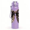 1PC Leopard Print Large Bow Graphic,750ml Color Plastic Sports Water Bottle,Leakproof Flip Straw Lid,Suitable for Sports Office Home Use