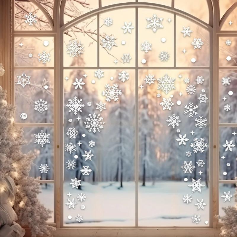 Snowflake Window Cling Set - Reusable PVC Static Decals for Glass, Easy Winter & Christmas Window Decor Without Residue