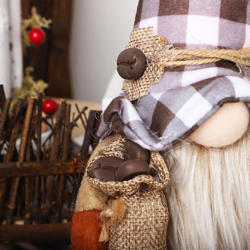 New Home Decorations Coffee Faceless Doll Dwarf Ornaments Holding Coffee Beans Rudolph Doll Coffee Festival Cafe Peripheral Doll Ornaments