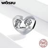 925 Sterling Silver Love Heart Beads Fit Charms Bracelets DIY Jewelry Making Kids Gift