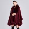 16 Colors Women String Rabbit Fur Collar Outstreet Wear Winter Thick Poncho Cardigan Long Cloak Big Pendulum Loose Shawl Coat