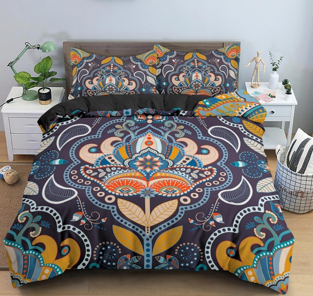 King Size Mandala Duvet Cover Queen King Quilt Cover Psychedelic Bohemian Luxury Bedding Set 3 Piece Set With 2 Pillowcases