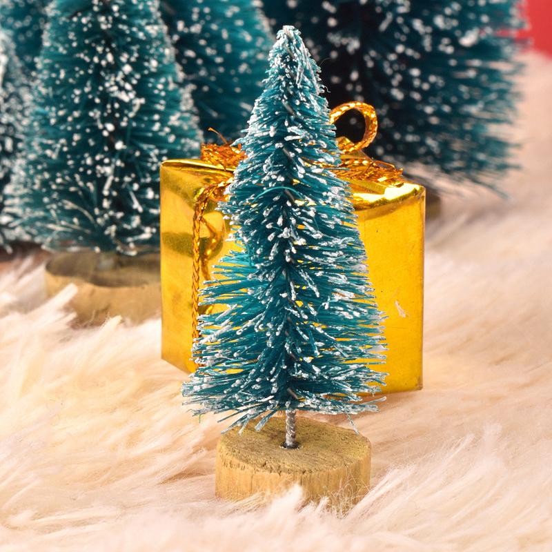 12pcs Mini Christmas Tree Artificial Sisal Frost Snow Pine Tree Christmas Decoration Xmas 2025 New Year Party Tabletop Ornaments