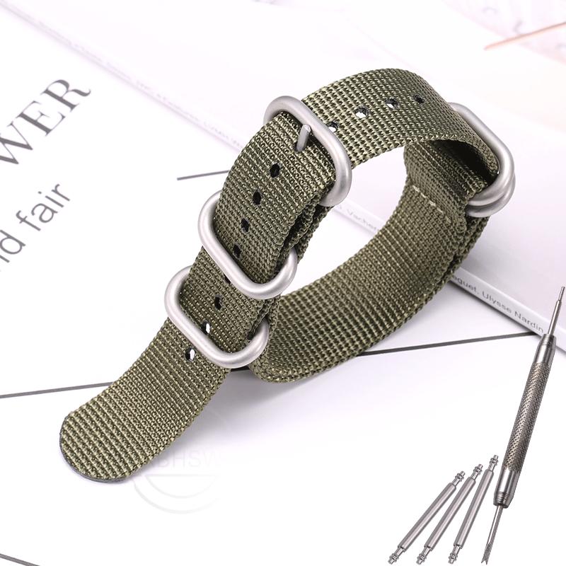 Nylon Strap 18mm 20mm 22mm 24mm Five-Ring Premium Weave Men Women Watch Band Bracelet Heavy Duty Stainless Steel Buckle