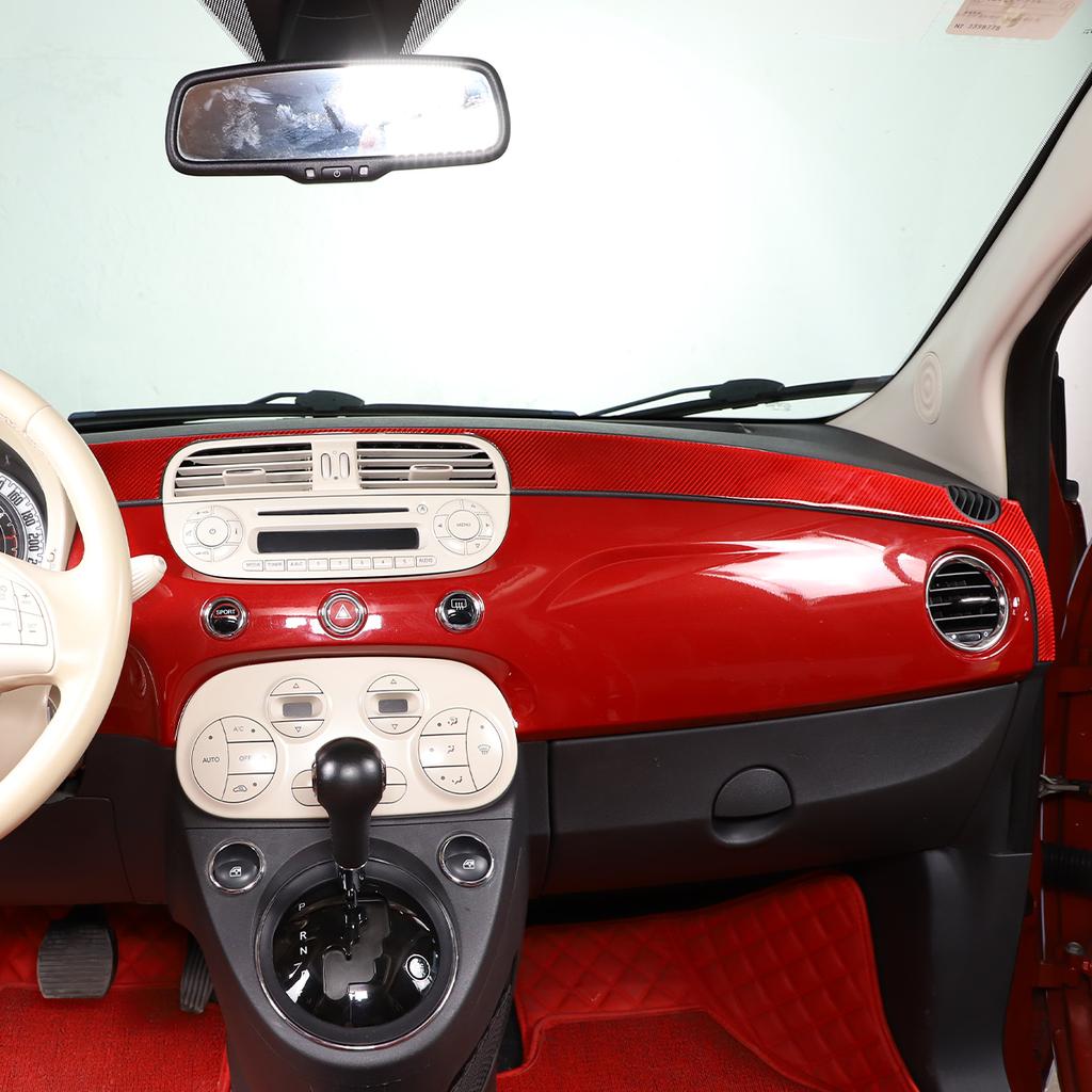 Для Fiat 500 2011 года - настоящая карбоновая накладка на центральную панель управления автомобиля, наклейка на приборную панель, автомобильные аксессуары