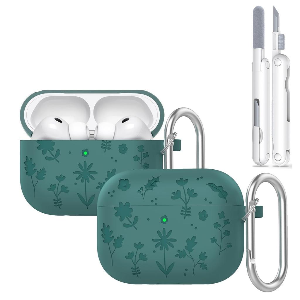 Для AirPods Pro 3 Чехол для наушников Силиконовый с гравировкой цветка для AirPods Pro 3-го поколения Чехол с набором для чистки для AirPods Pro 3