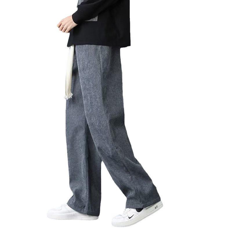 Men's Fleece-Lined Corduroy Sweatpants - Casual Loose Straight-Leg for All Seasons