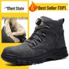 Мужская защитная обувь со стальным носком: Ударопрочные, Устойчивые к проколам, Износостойкие рабочие ботинки