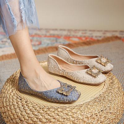 Туфли на плоской подошве с квадратной головкой, весна-лето, черные, с пайетками и стразами, мягкая подошва, повседневные женские туфли Zapatos De Mujer