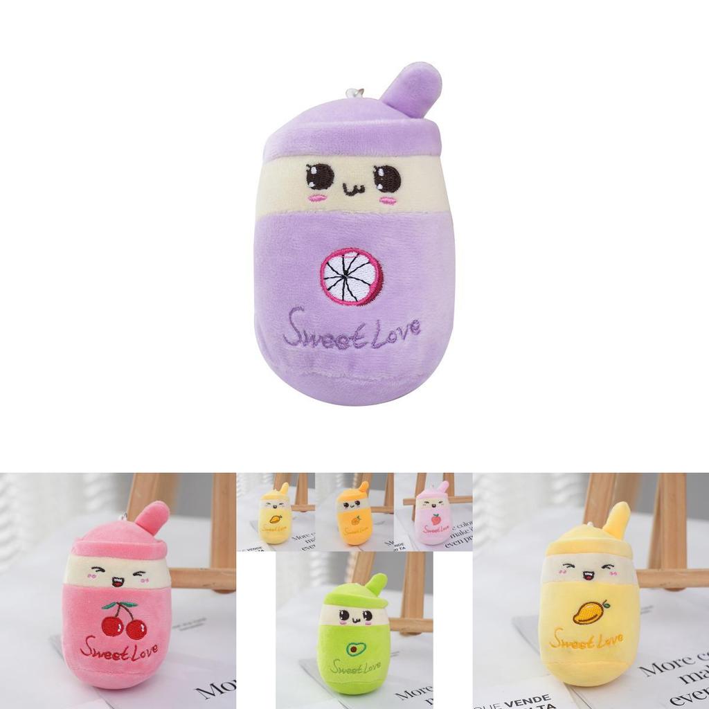 Adorable Plush Fruit Boba Tea Cup Keychain 12cm Stuffed Toy Backpack Charm