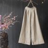 Women's Wide Leg Pants Solid Color Loose Literary Cotton Linen Retro Casual Pants Nine Points Pants Spring Summer Autumn