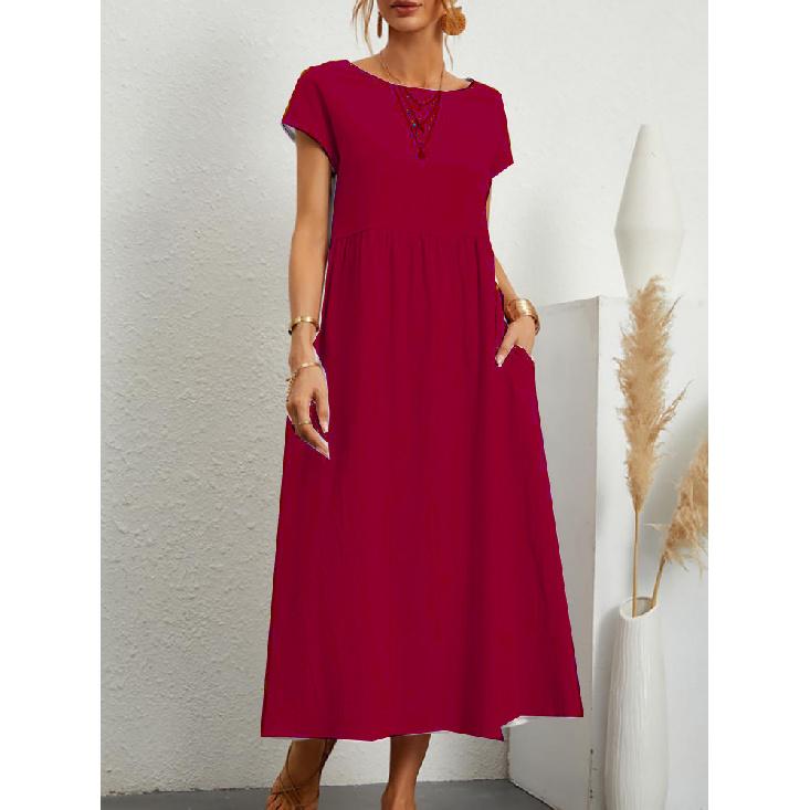 Летнее однотонное свободное платье без рукавов из хлопка и льна с карманами, женское, больших размеров, длинное, повседневное, простое, свободное и атмосферное