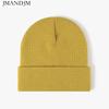 Available Autumn and Winter Warm Thickened Double Beanie Hat Simple Men's Women's Knitted Hat