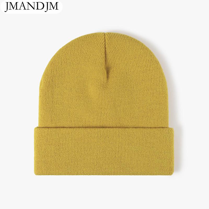 Available Autumn and Winter Warm Thickened Double Beanie Hat Simple Men's Women's Knitted Hat