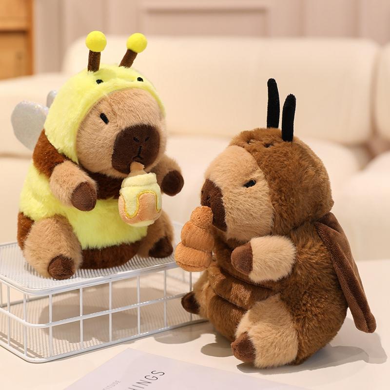 Cute Capybara Cosplay Bee,Dinosaur,Pig,Rabbit,Shark,Cockroach Doll 20cm Capybara Plush Toy Nose Pull Line Doll Kid Birthday Gift