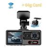WiFi 1080P 3-Camera Car DVR, In-Car 3-Channel HD Dashcam Video Recorder