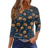 Women's T Shirt Halloween Print 3/4 Sleeve Daily Fashion Basic Round Neck Regular Top
