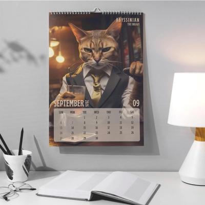 Настенный календарь «Крутые коты» 2026, Смешной кошачий календарь с 12 уморительными фотографиями, Юмористический настенный календарь для дома или декора