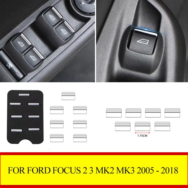 Хромированная накладка на кнопку стеклоподъемника из АБС-пластика для Ford Focus 2 3 MK2 MK3 2005 - 2018 Панельная наклейка Автоаксессуары