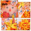 Decorative Harvest Party Supplies Artificial Autumn Scarecrow Wreath for Front Door, 15.7 Inch Sunflower Maple Leaf Indoor Outdoor Seasonal