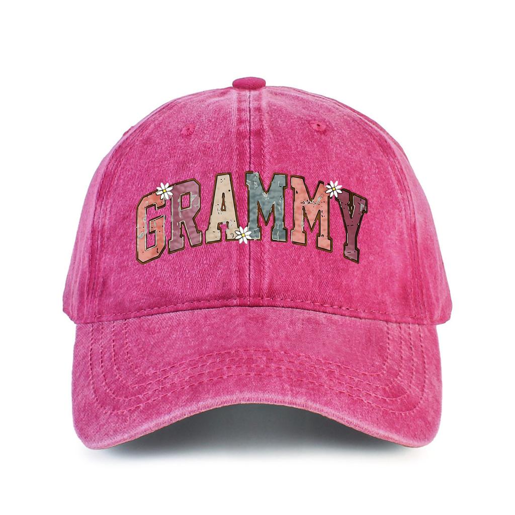Women's Vintage Grammy Print Baseball Cap- Vintage Washed Adjustable Hat, Suitable for Spring and Summer, Lightweight and Breath