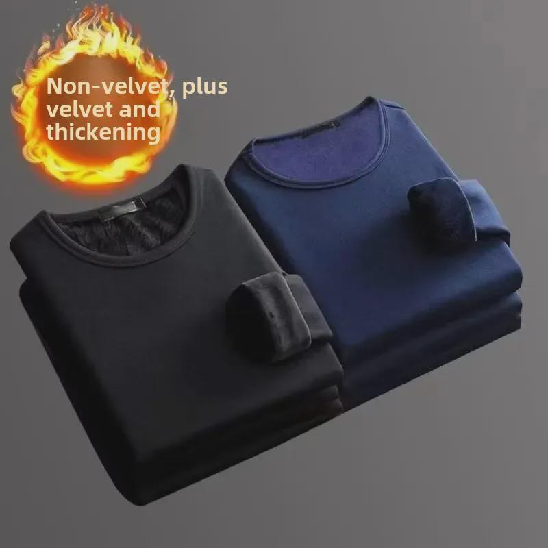 Мужская теплая однотонная рубашка с длинным рукавом 2024 года — осень/зима, на флисовой подкладке