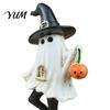Unique Gothic Room Accents Halloween Ghost Resin Figurine, Vintage Cute Holding Artistic Party Decor Pumpkin Lantern Statue for Indoor Home