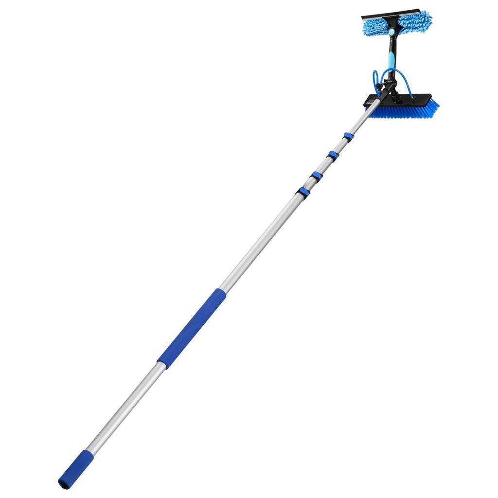 Solar Panel Cleaning Kit, 7.365 m, Water Fed Pole Kit with Cleaning Brush, Soap Dispenser, Extendable Aluminum Telescopic Pole, 180° Rotatable Brush