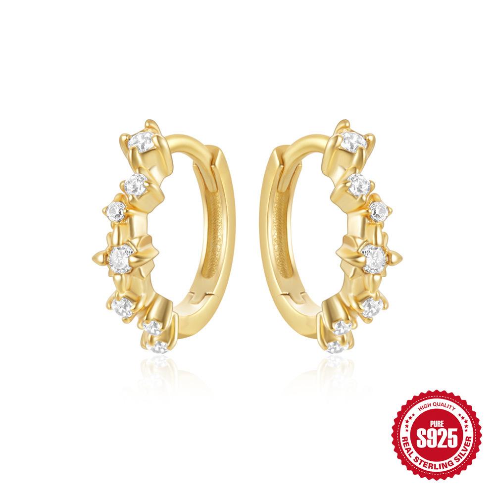 Стильные и простые серьги из стерлингового серебра 925 пробы на каждый день с классической инкрустацией бриллиантами, легкая роскошь, холодные серьги