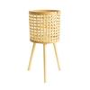 Woven Flower Pot Faux Rattan Planter High Living Room Floor Shelves